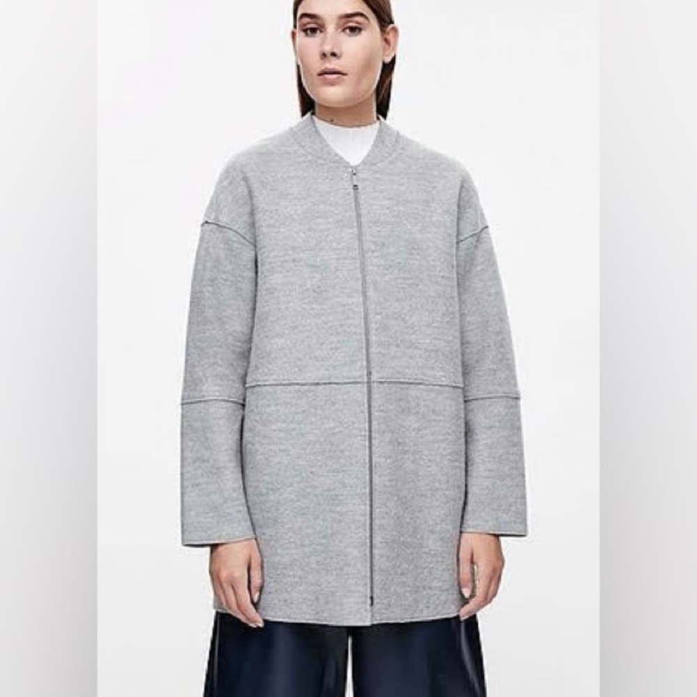 COS Light Gray Boiled Wool Coat Small